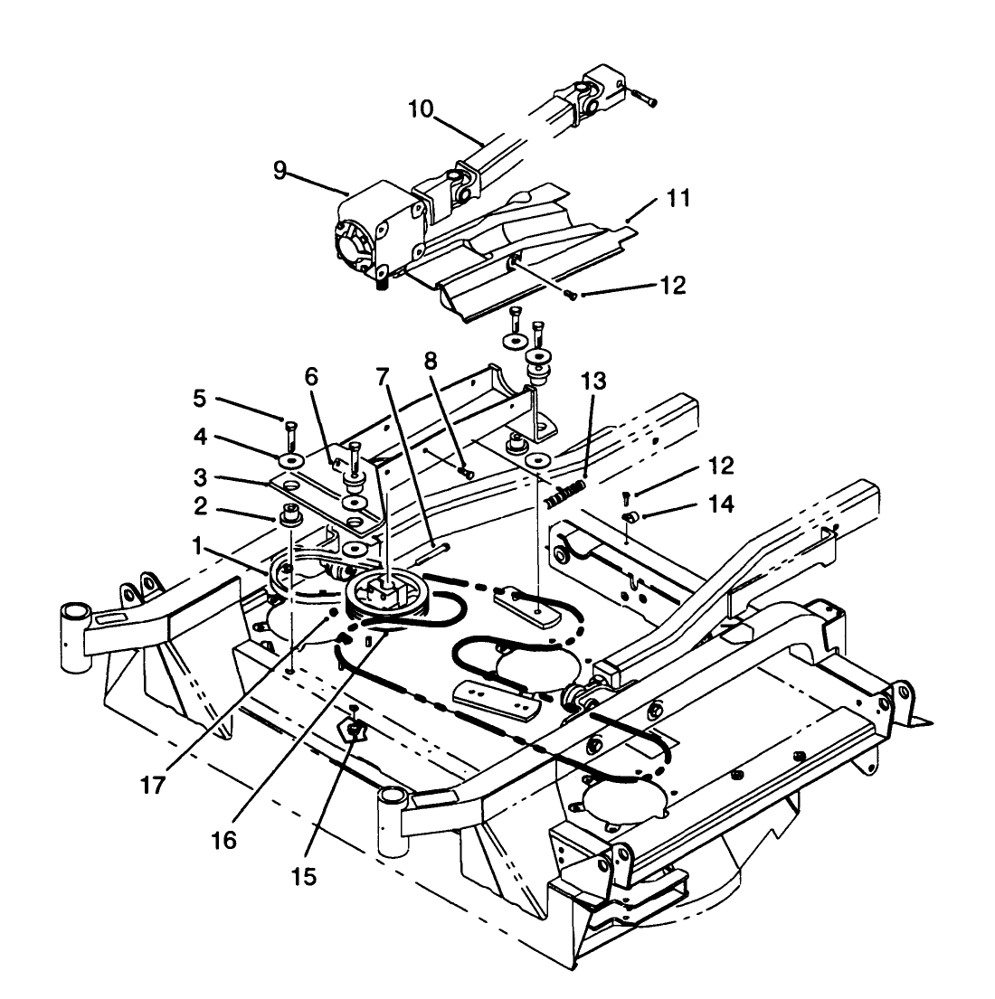 Gear Box, Mount & Drive Shaft Assembly