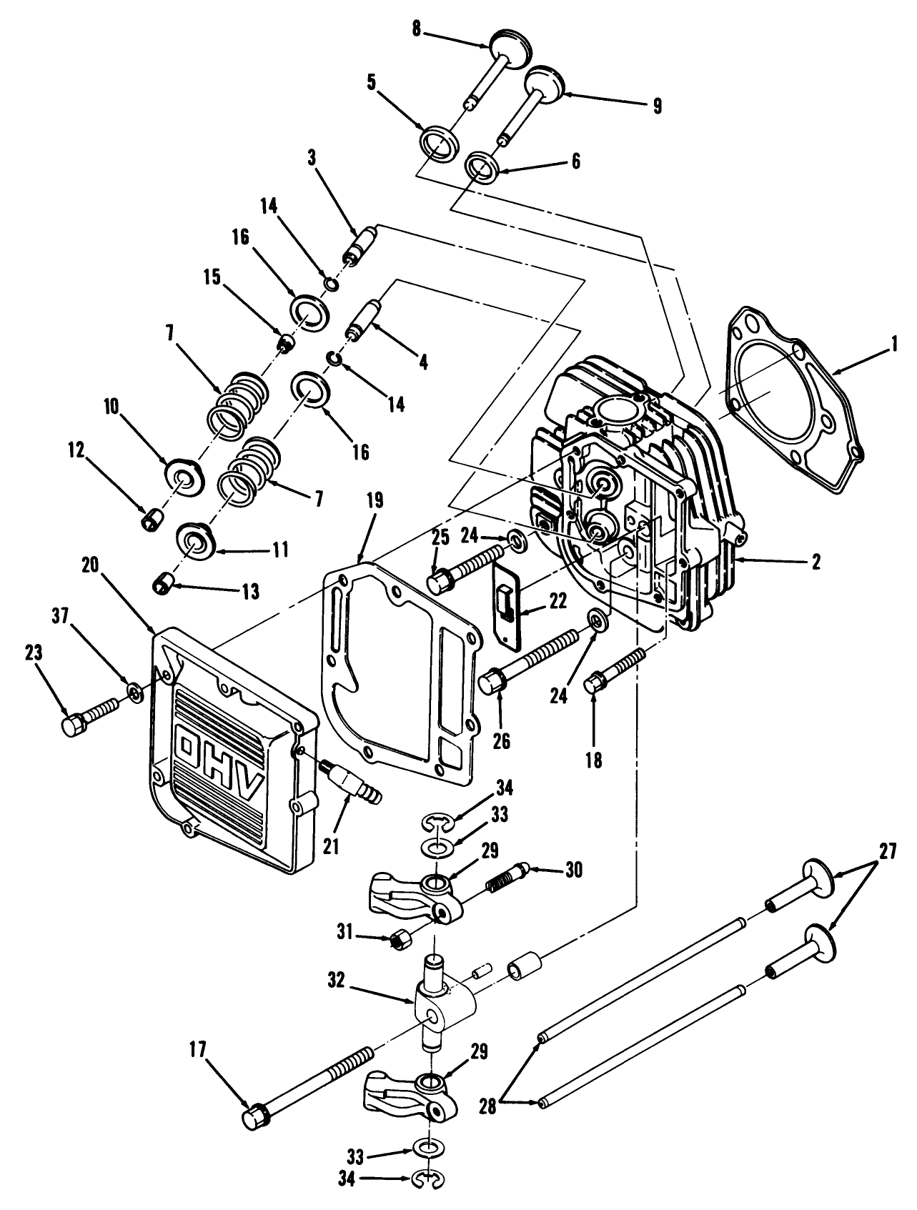 12hp Engine Cylinder Head & Valves Assembly