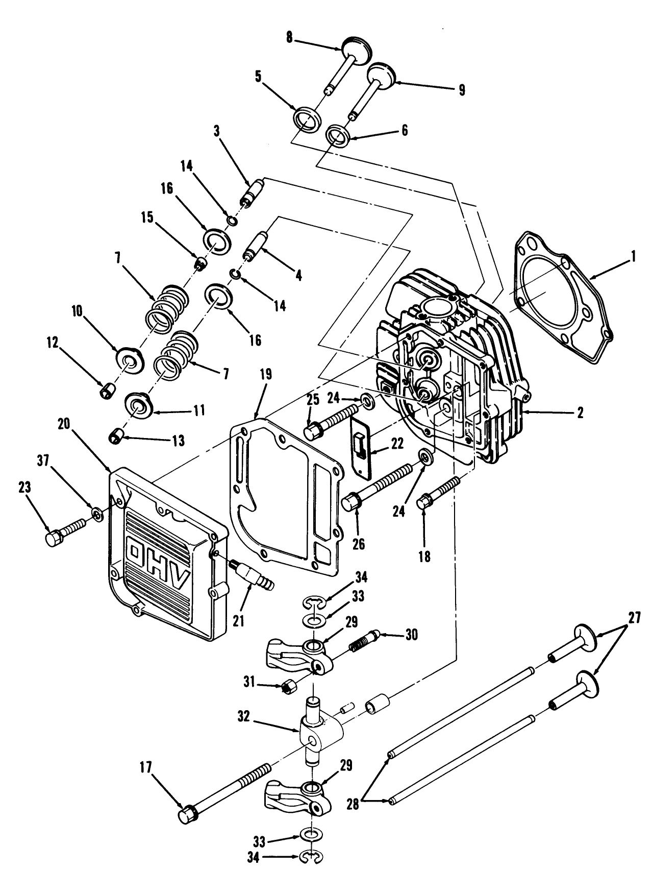 12.5hp Engine Cylinder Head & Valves Assembly
