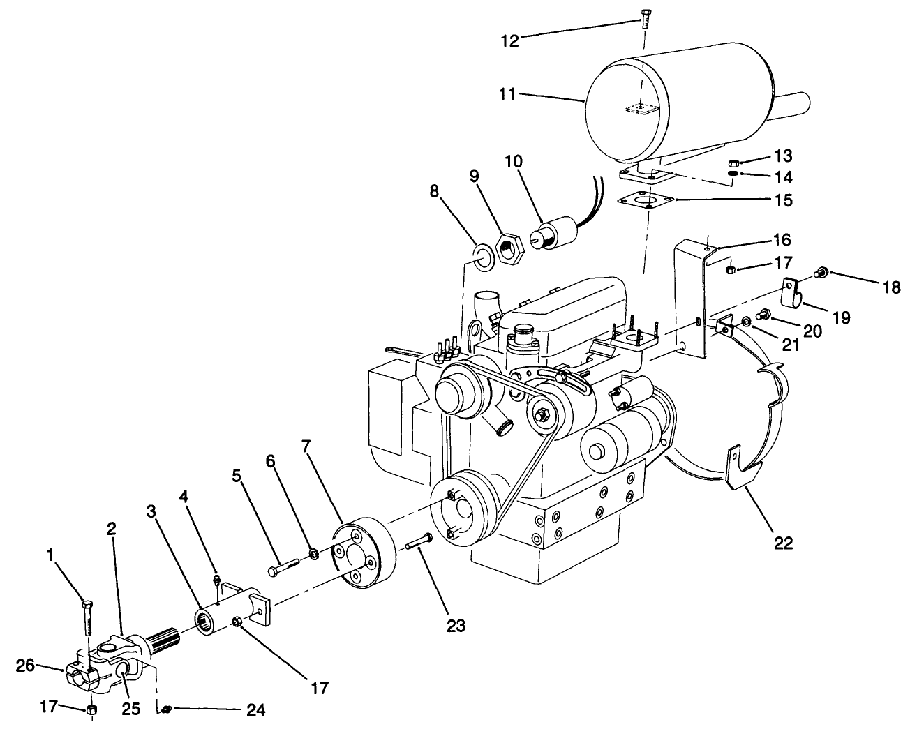 Muffler & Pump Drive Assembly
