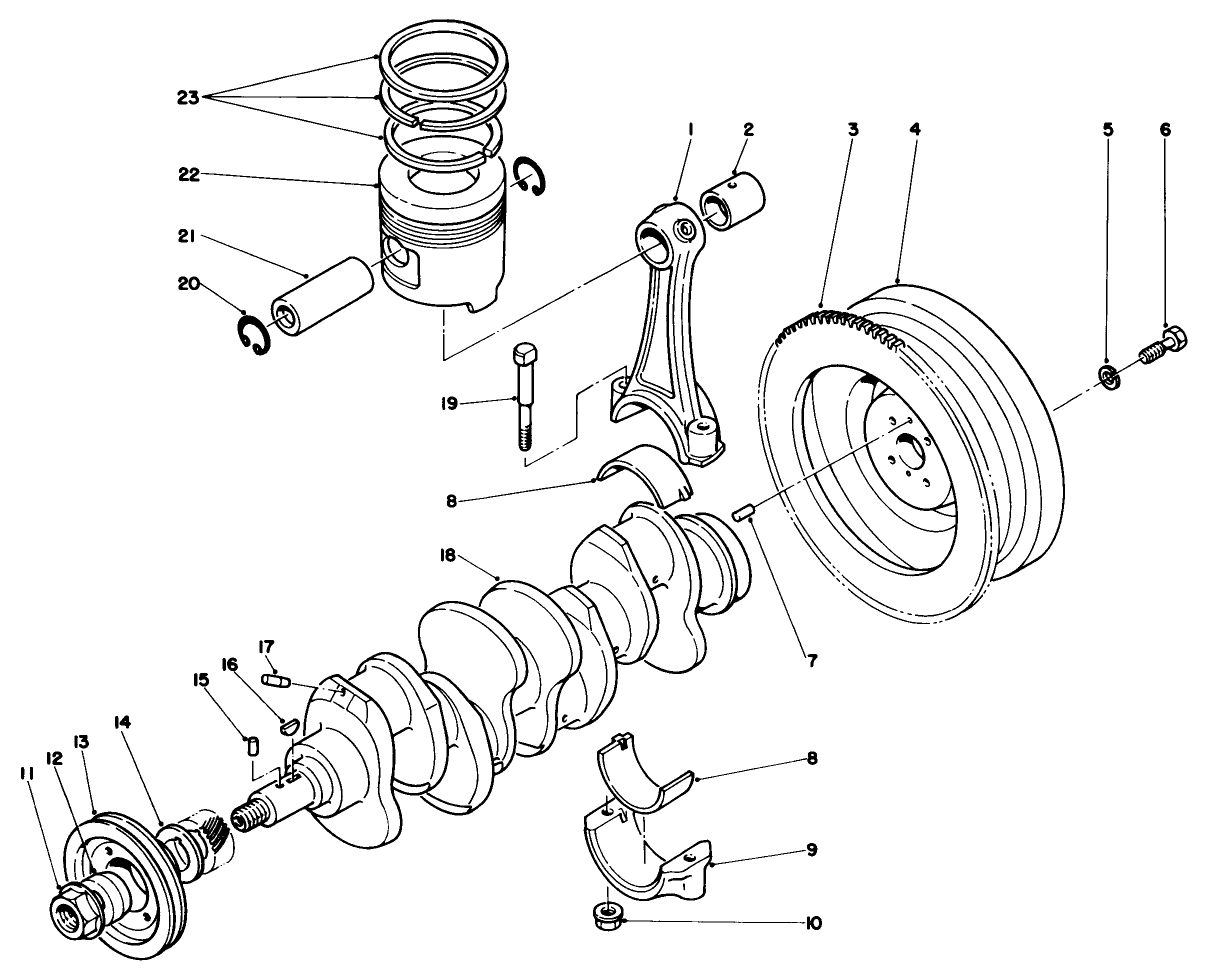 Piston Connecting Rod Crankshaft & Flywheel