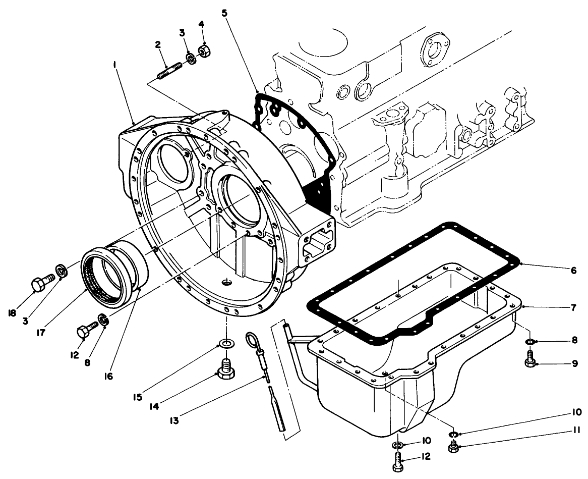 Flywheel Housing & Oil Pan Assembly