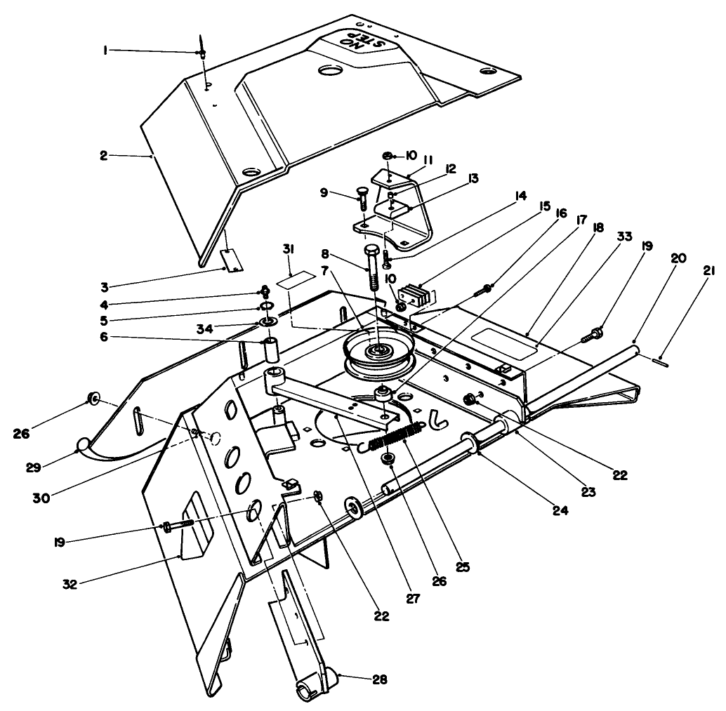 Center Deck Model No. 30592 Right Wing Assembly