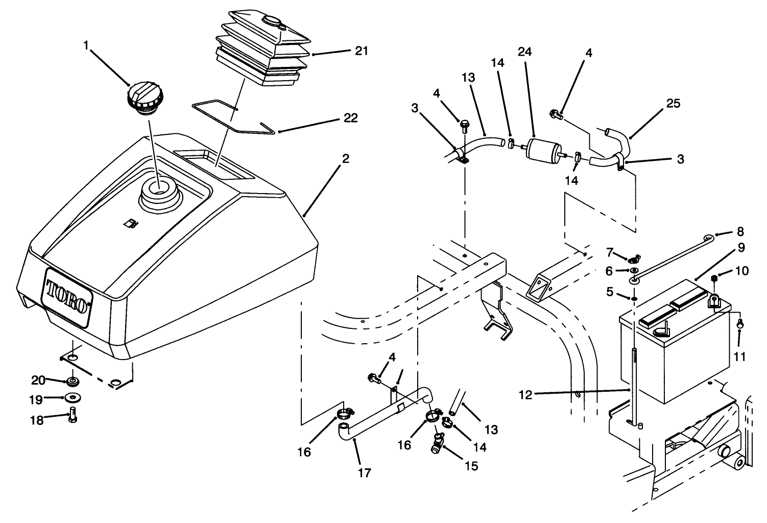 Fuel Tank & Battery Assembly