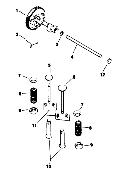 Camshaft & Valves-Engine Kohler Model No. M16qs Spec No. 711563