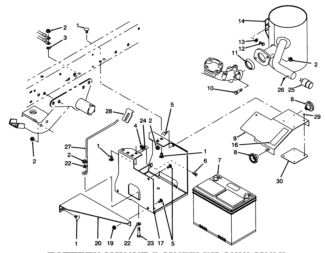 Battery Mount & Muffler Assembly