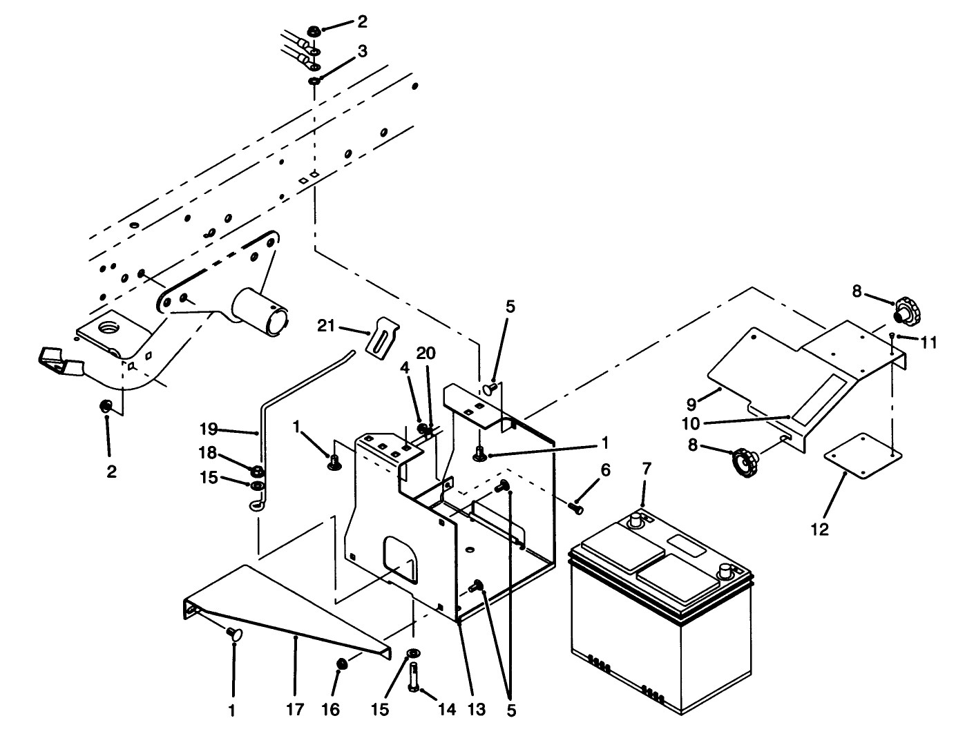 Battery Mount & Muffler Assembly