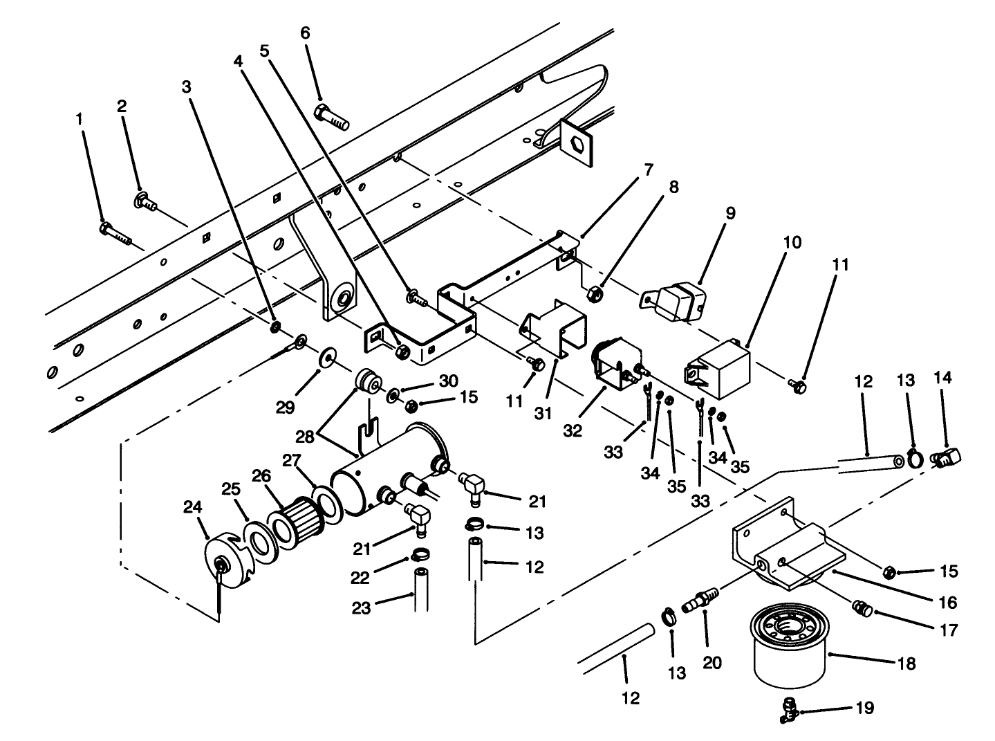 Fuel Fllter, Pump & Relay Mounting