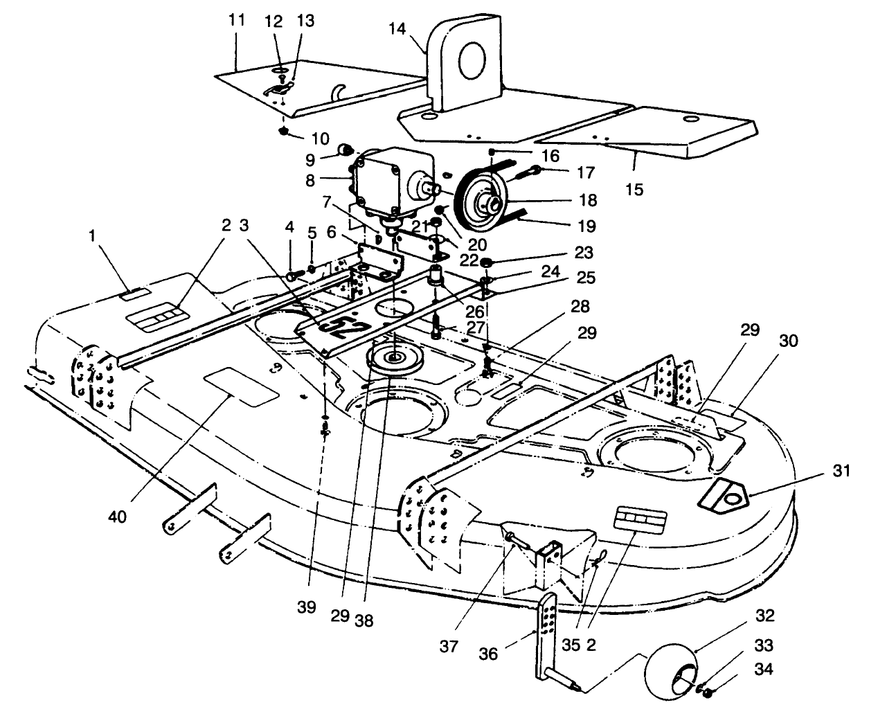 Deck, Covers, Gear Box, Gage & Wheel