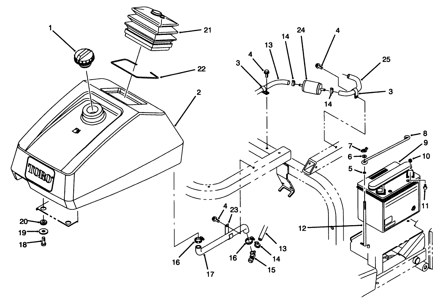 Fuel Tank & Battery Assembly