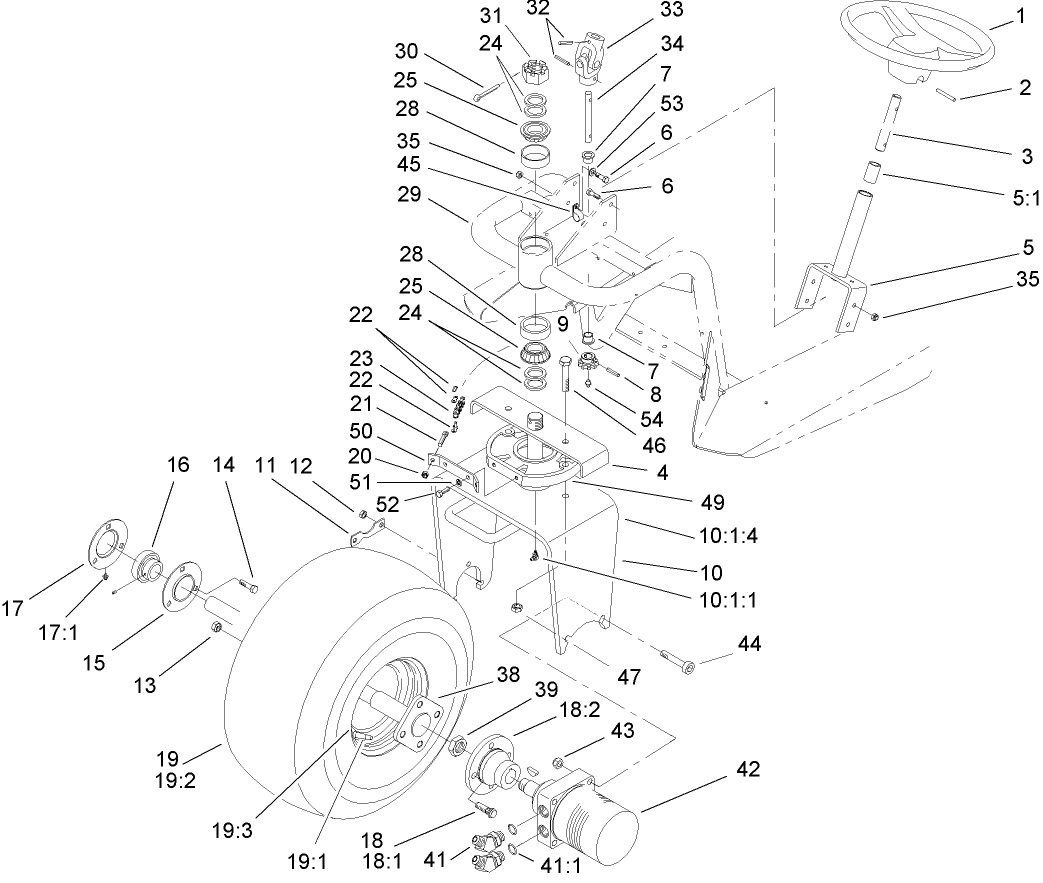 Front Wheel and Steering Assembly