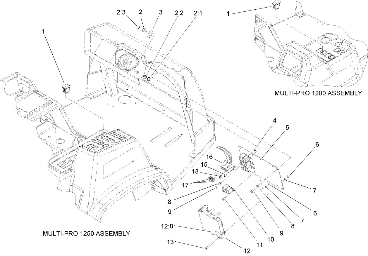 Multi Pro 1200 and 1250 Mounting Assembly