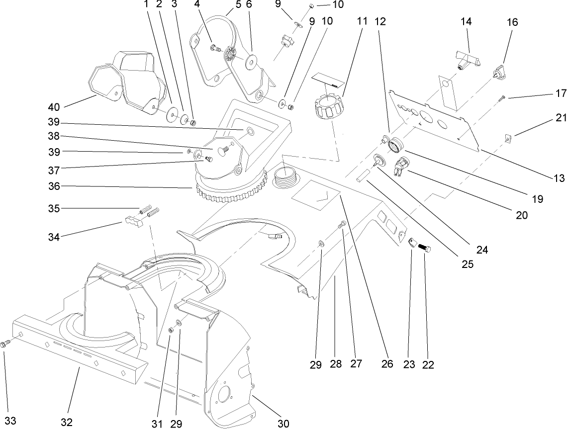 Housing, Upper Shroud, and Chute Assembly