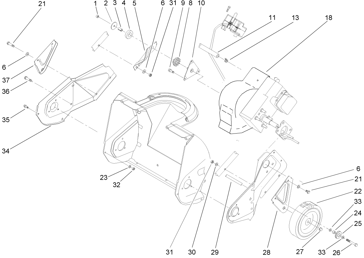 Engine, Side Plate and Wheel Assembly