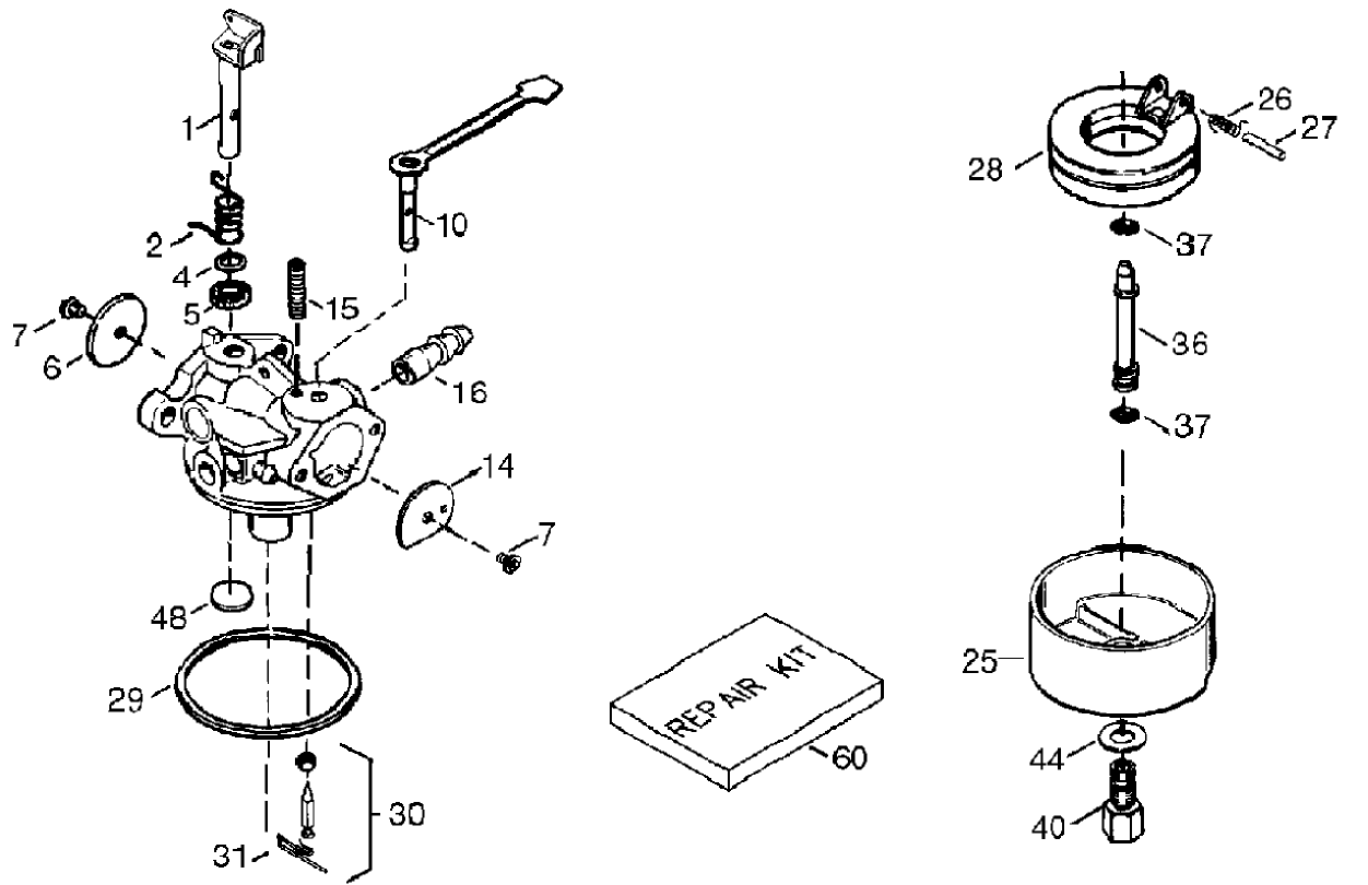 Carburetor Assembly No. 640086  Tecumseh Hsk635 Type 1723c