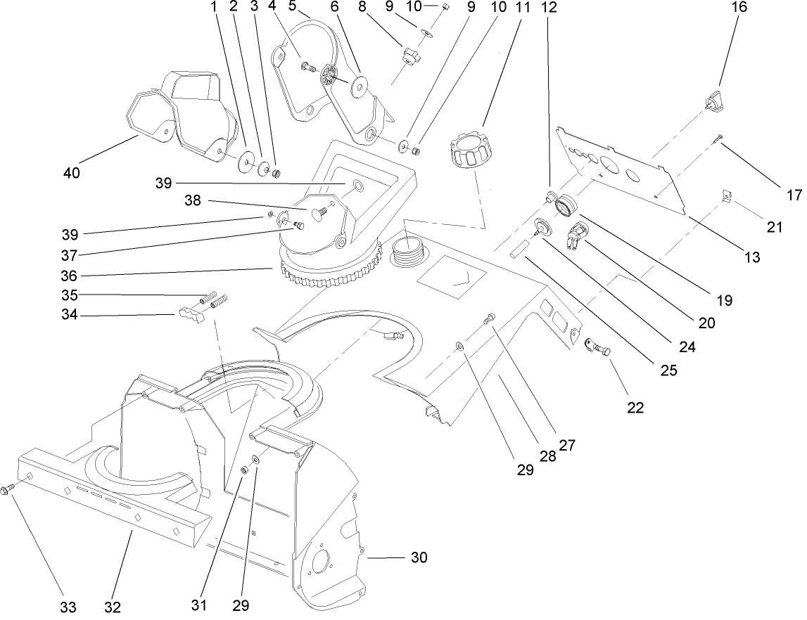 Housing, Upper Shroud, and Chute Assembly