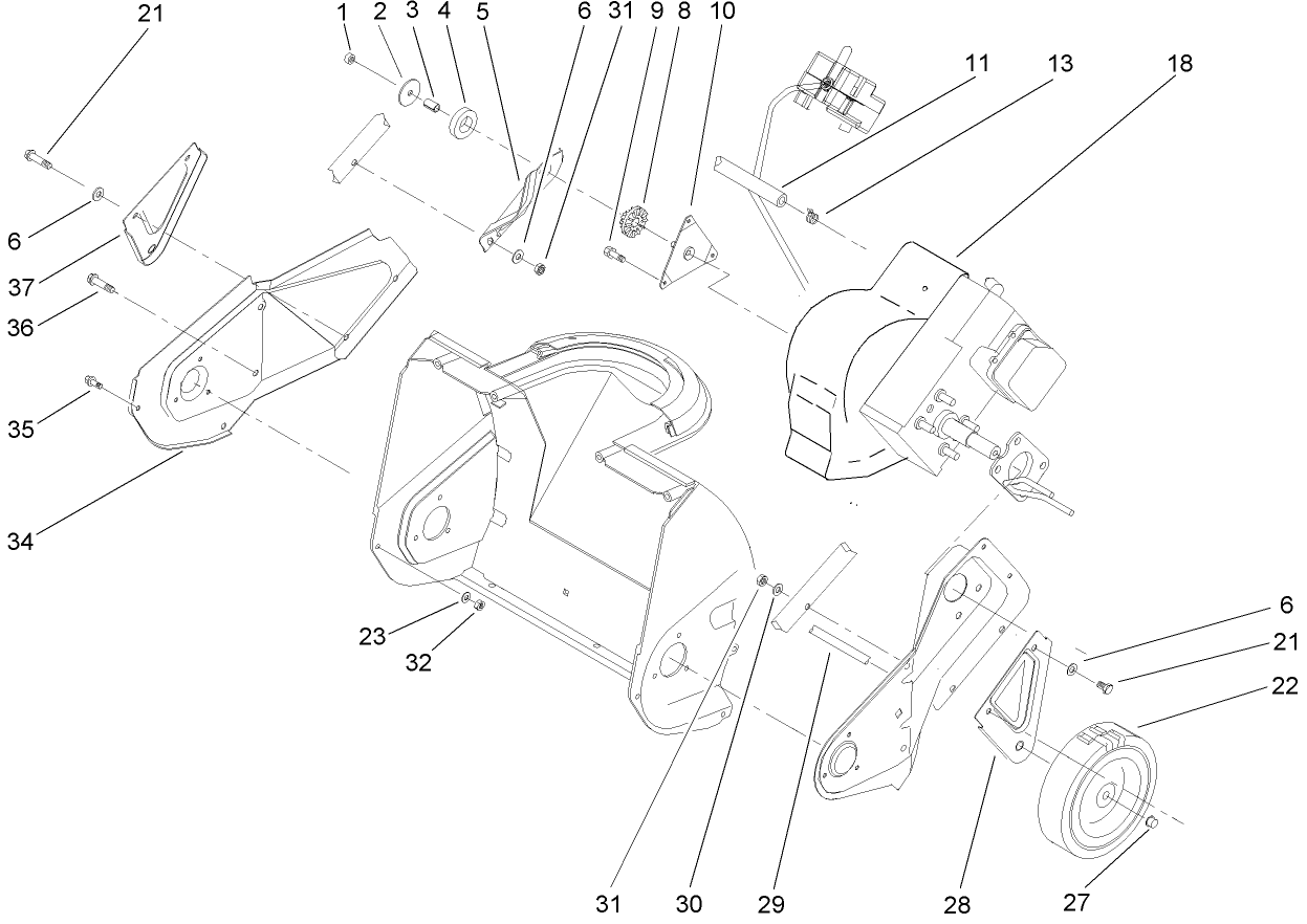 Engine, Side Plate and Wheel Assmbly