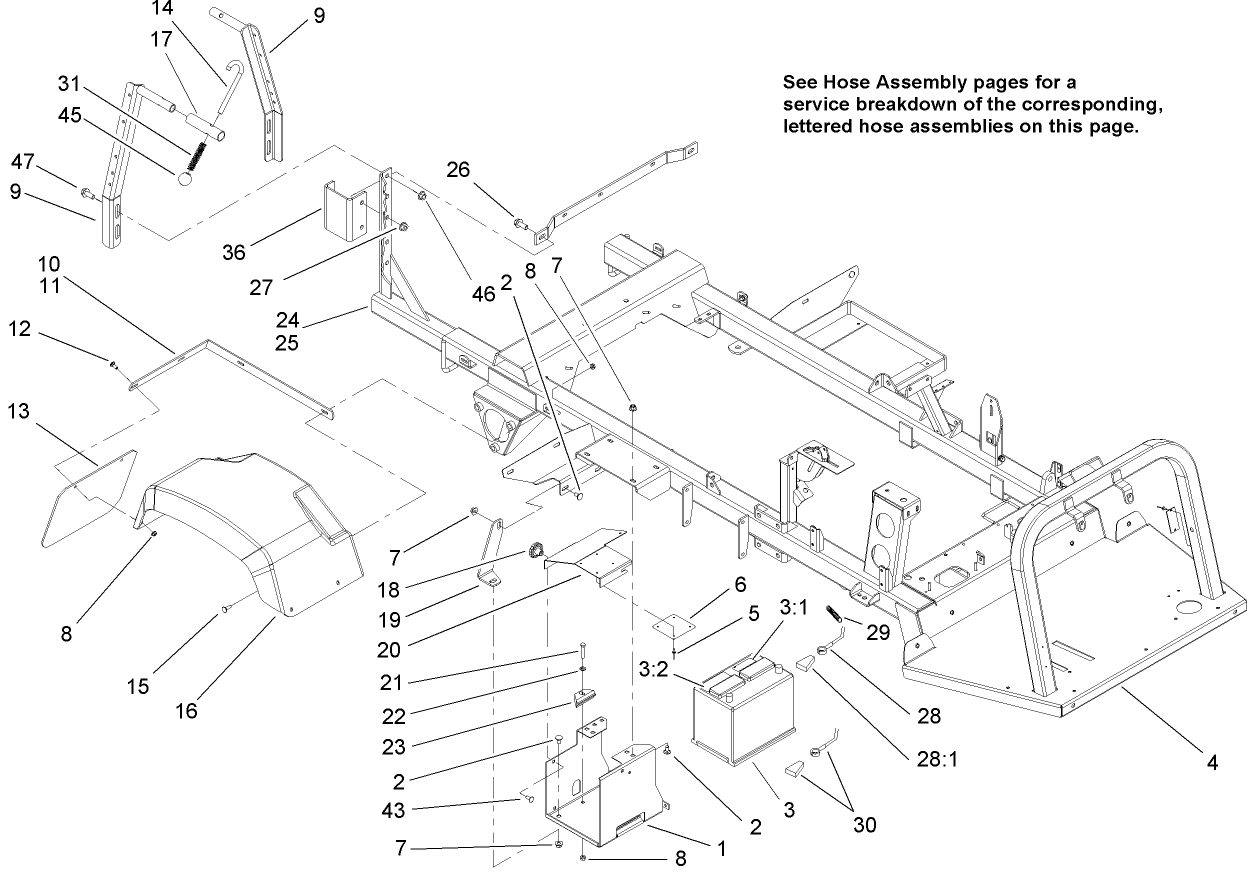 Rear Fender and Battery Mount Assembly