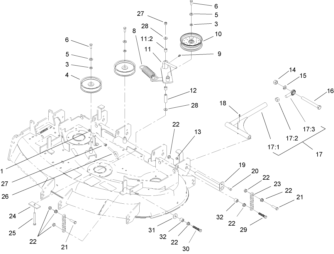 Idler, Pulley/Lift Strut and Chain Assembly