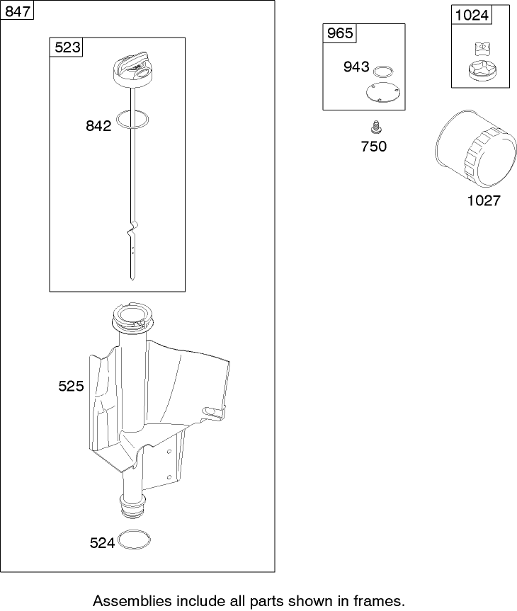 Oil Filter, Tube and Pump Assembly  Briggs and Stratton Model 286h77-0121-e1
