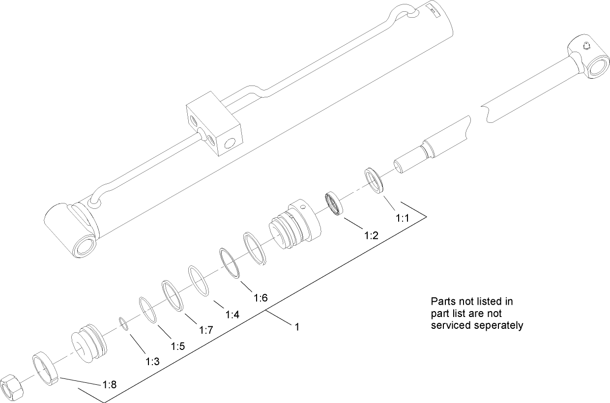 Left Hand Hydraulic Lift Cylinder  Assembly No. 104-6267