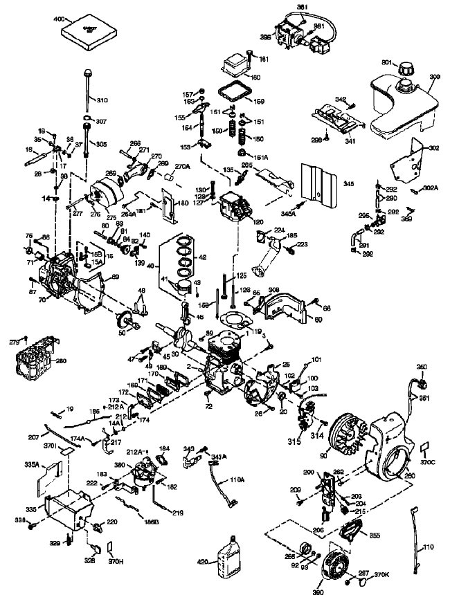 Engine Assembly  Tecumseh Model No. Ohsk110-221734d