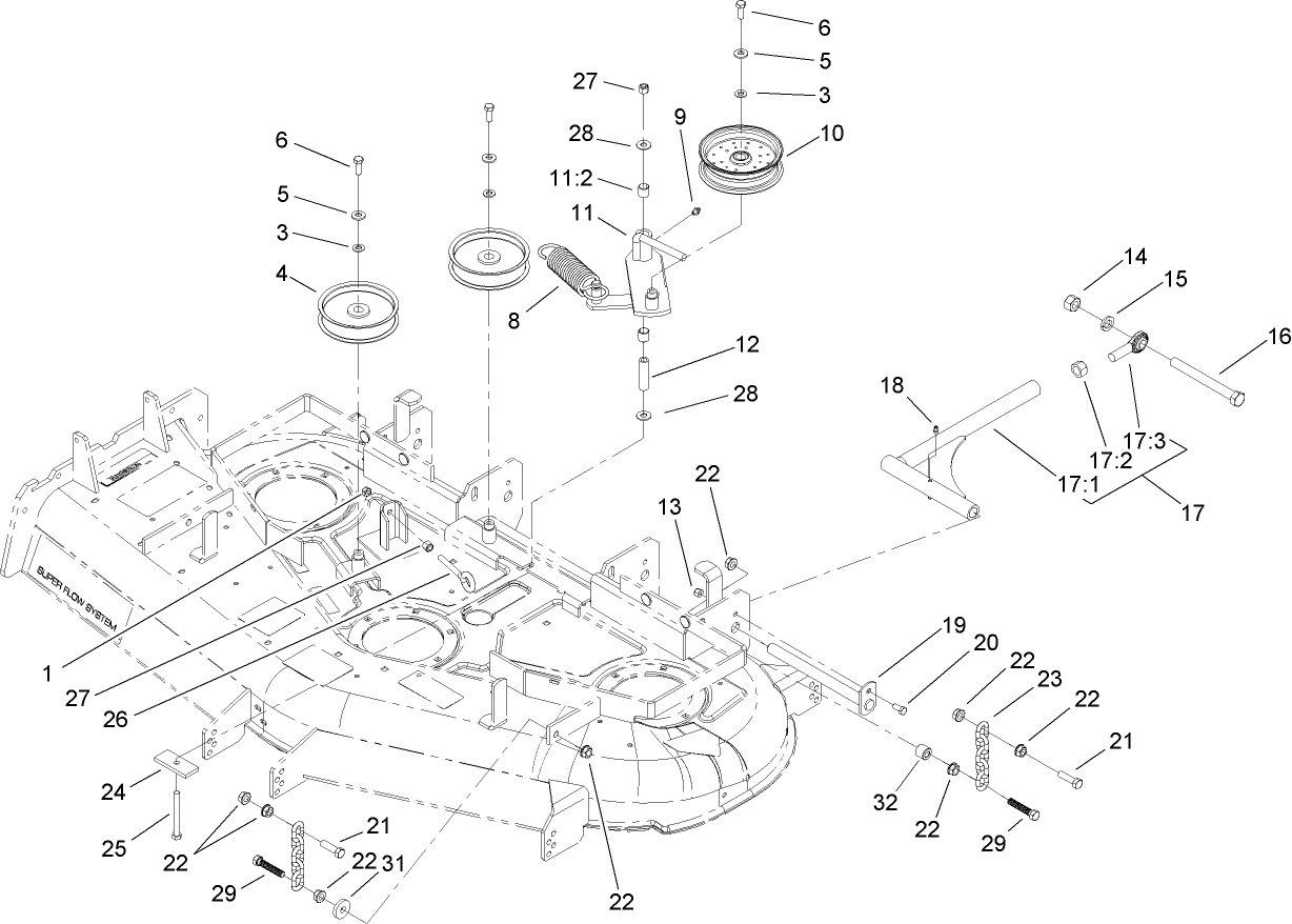 Idler Pulley, Lift Strut and Chain Assembly