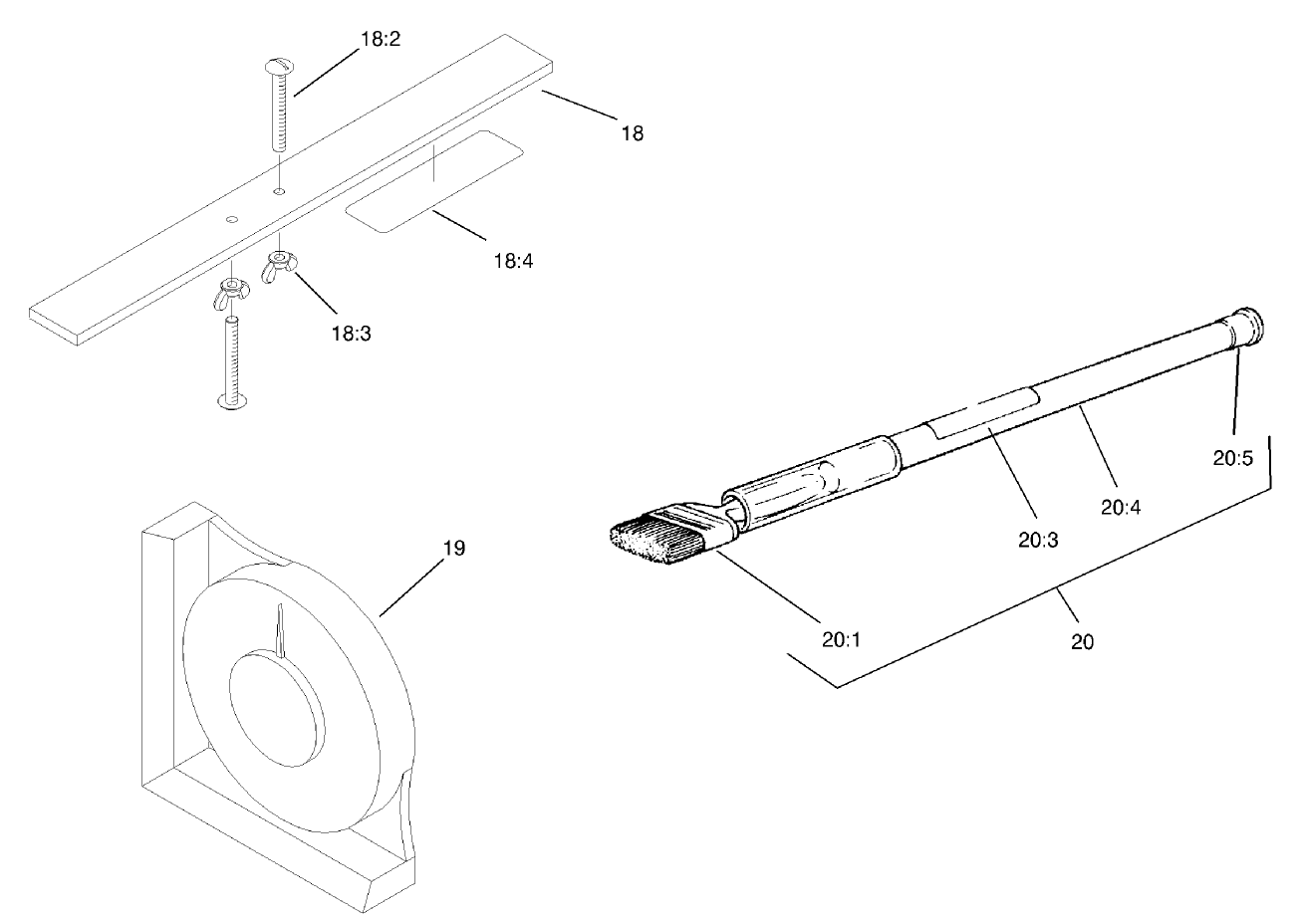 Gauge Bar, Angle Indicator, Brush and Handle Assembly