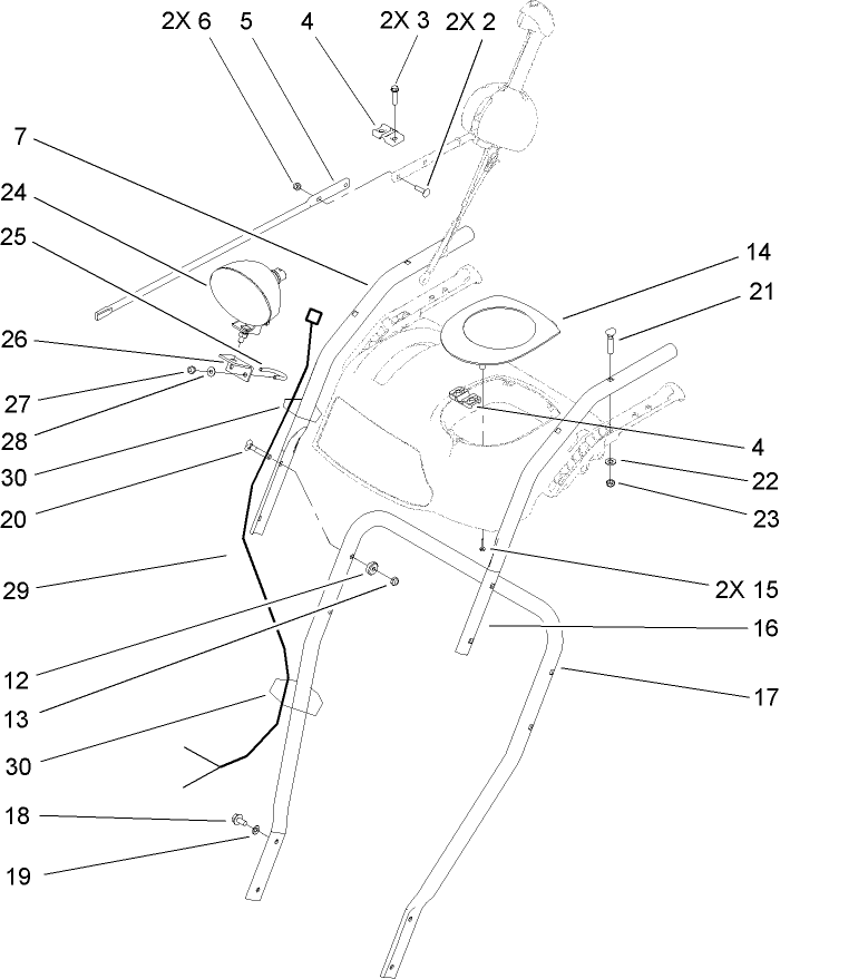 Headlamp, Handle and Control Assembly
