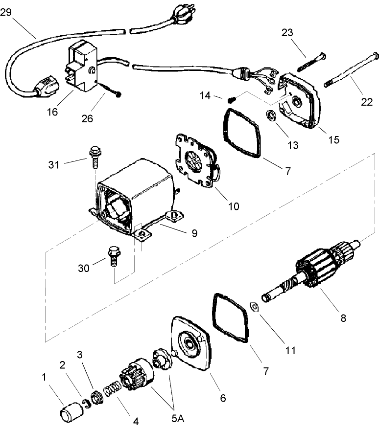 120 Volt Electric Starter Motor Assembly No. 33329E  Tecumseh HMSK-80 155672X