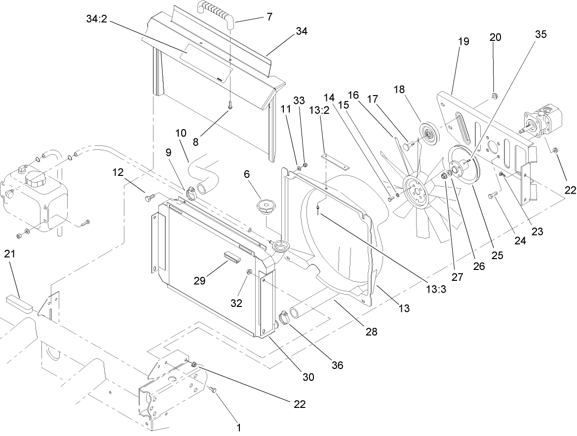 Radiator and Hydraulic Pump Assembly