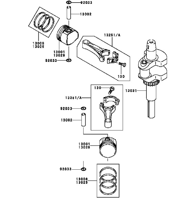 Piston and Crankshaft Assembly  Kawasaki FH500V-BS36