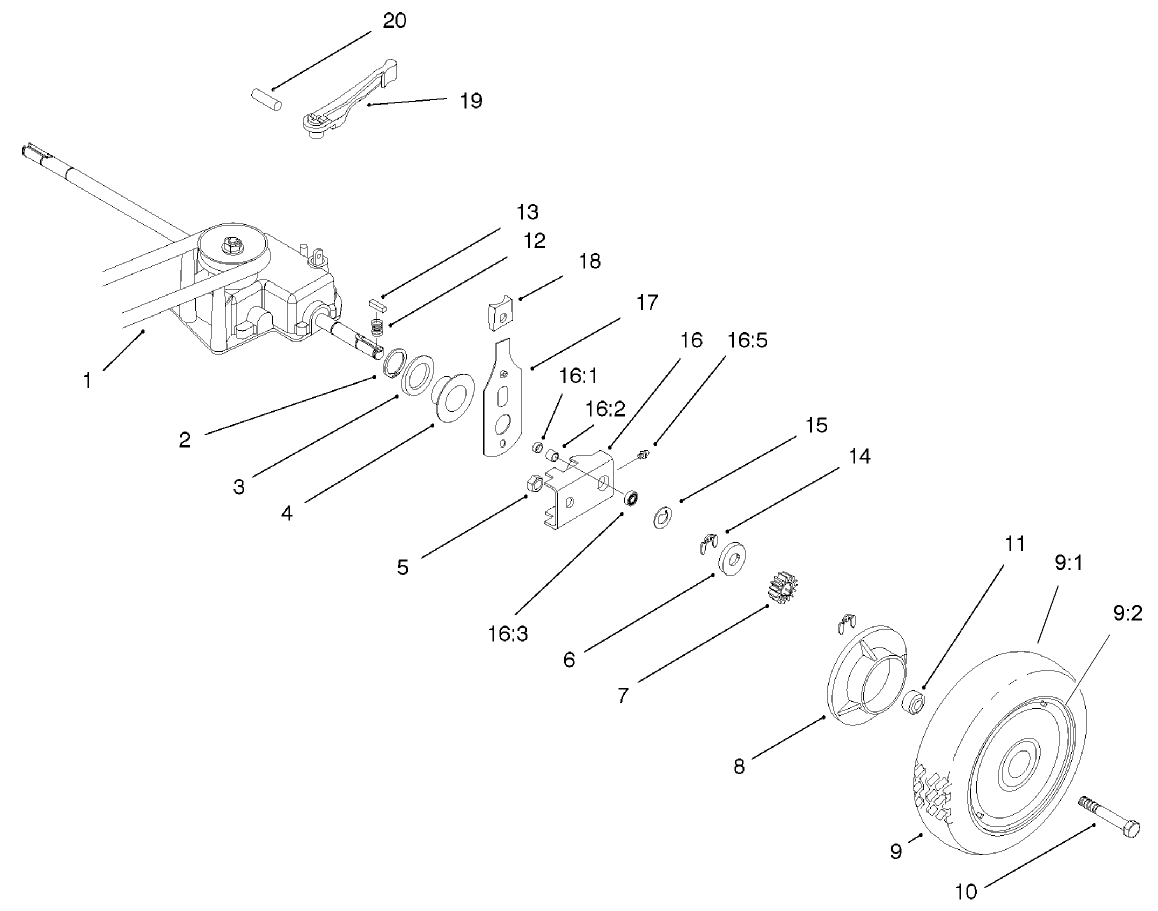 Gearcase and Rear Wheel Assembly