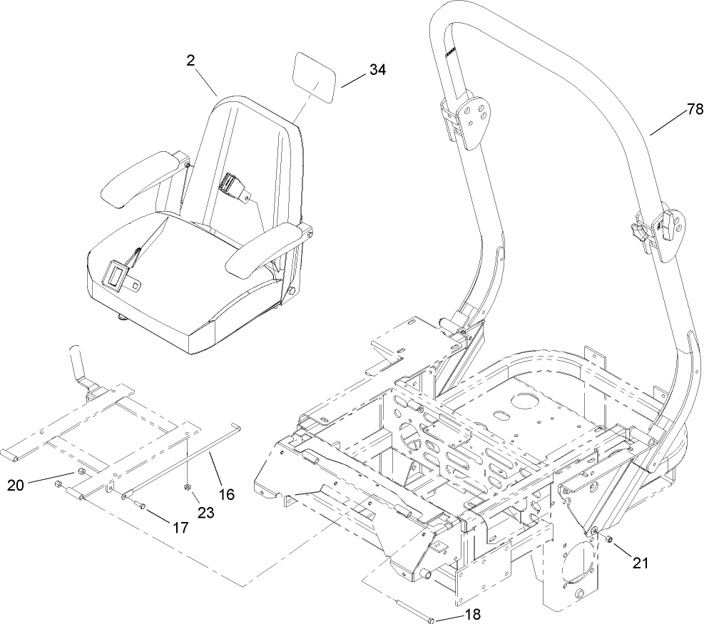 Seat and Roll-Over-Protection-System Assembly