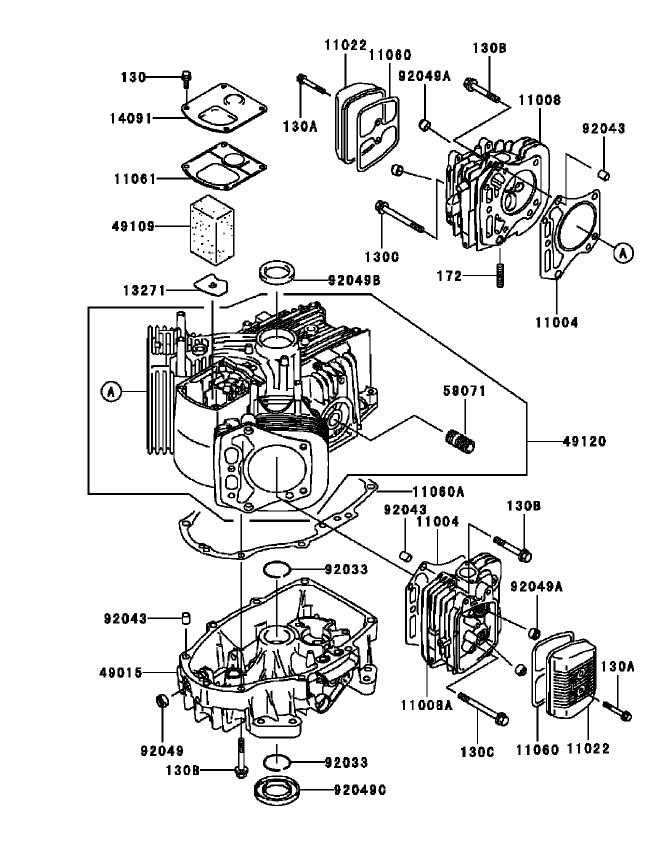 Cylinder / Crankcase Assembly Kawasaki FH531V-AS11