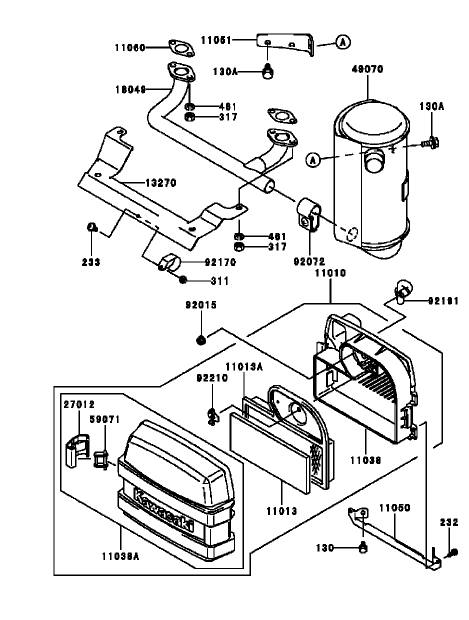 Air Filter / Muffler Assembly Kawasaki FH531V-AS11