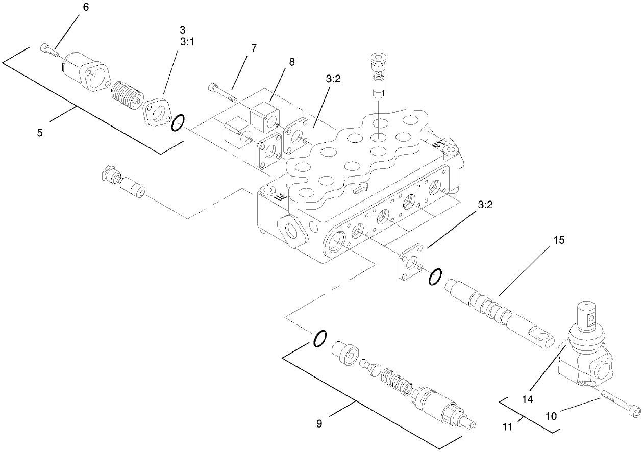 4-Spool Hydraulic Valve Assembly No. 99-3070