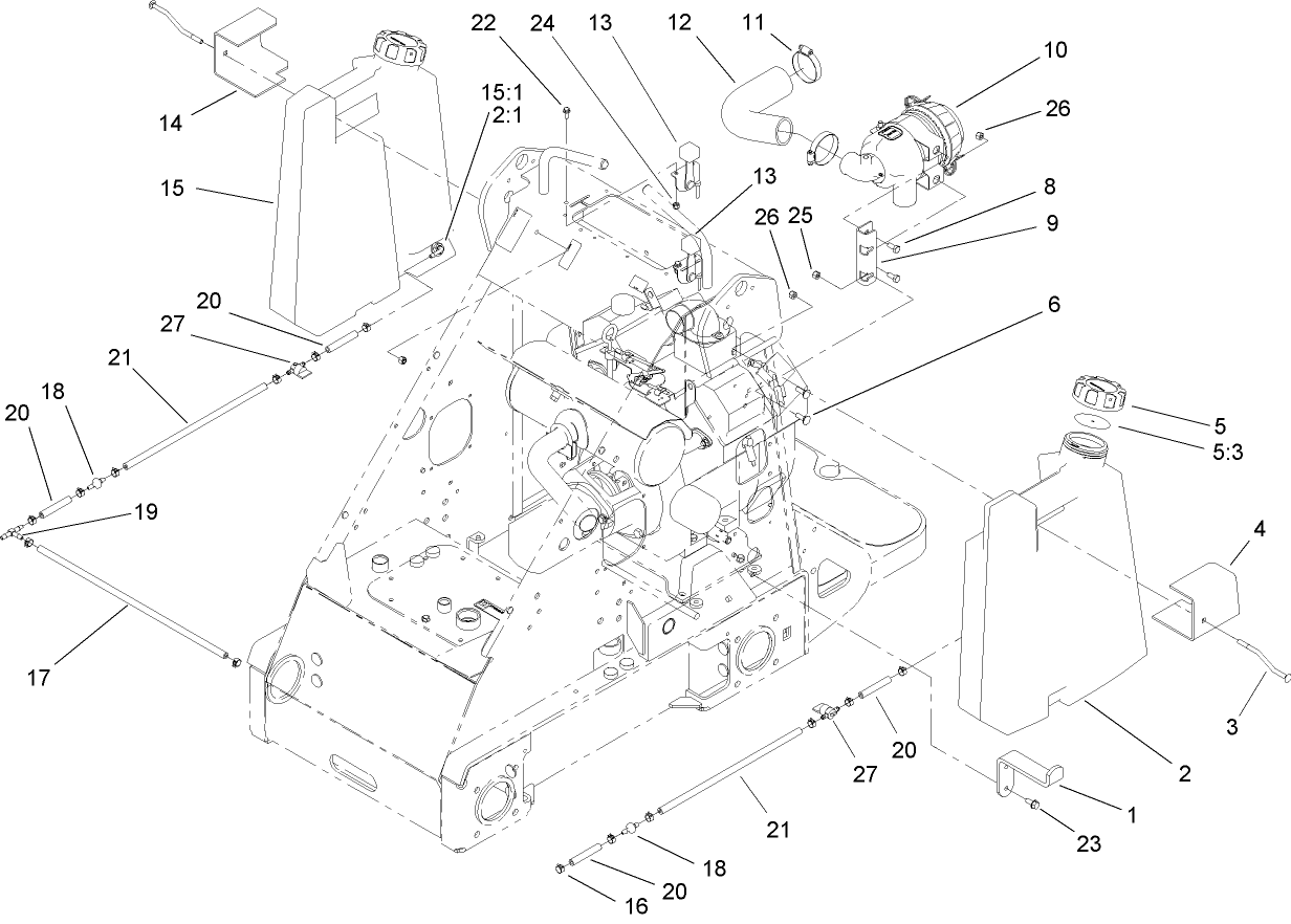 Fuel Tank and Air Filter Assembly