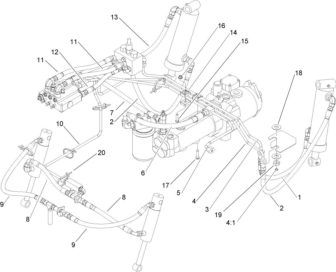 Lift Arm Hydraulic Plumbing Assembly
