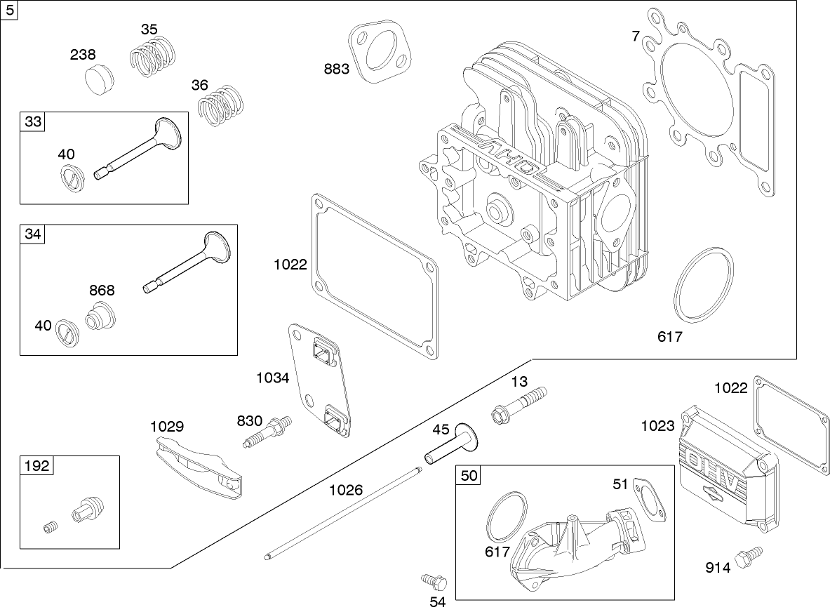 Cylinder Head Assembly Briggs and Stratton 280h07-0166-e1