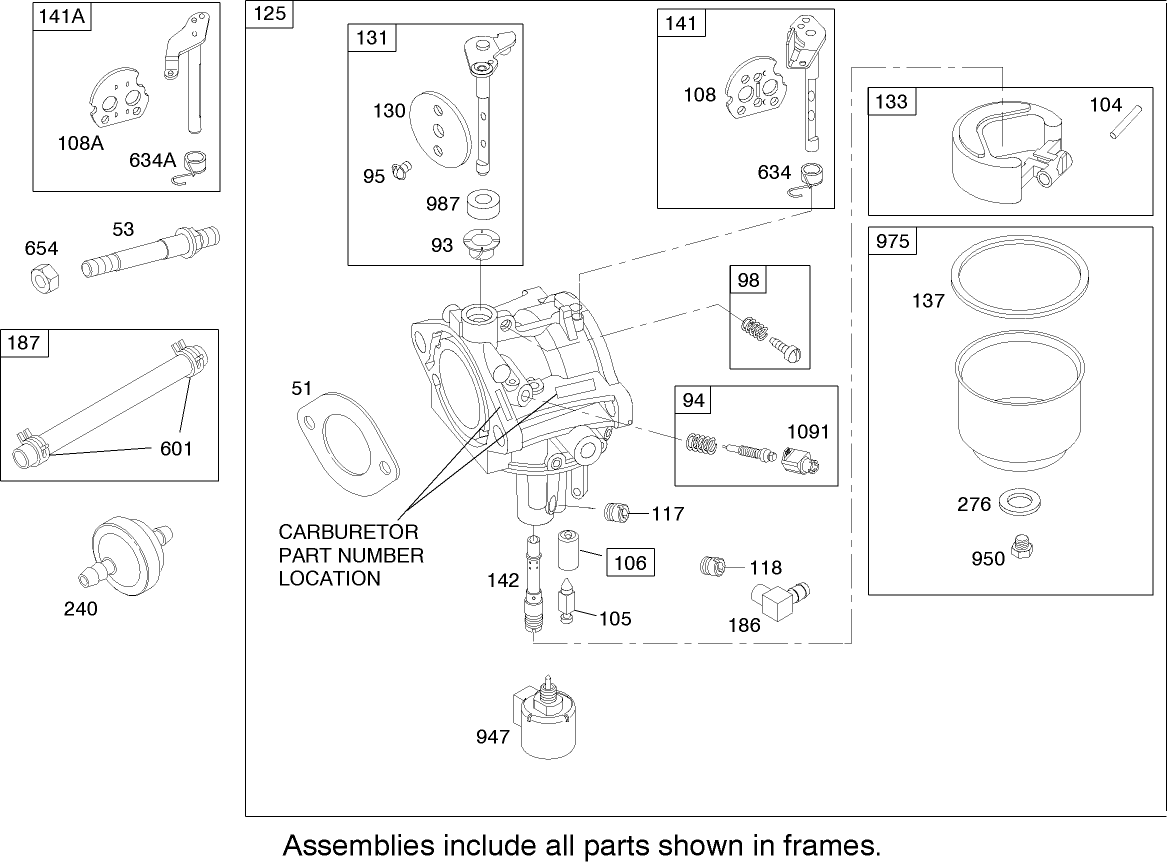 Carburetor Assembly Briggs and Stratton 280h07-0166-e1