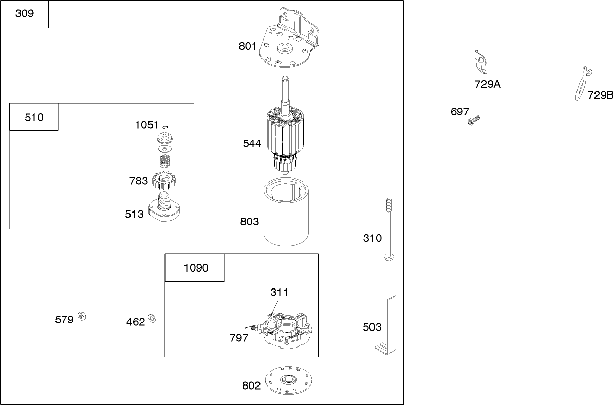 Starter Assembly Briggs and Stratton 280h07-0166-e1