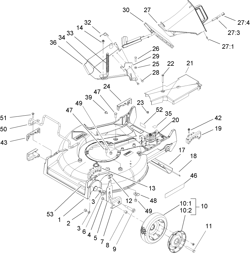 Deck, Chute and Wheel Assembly