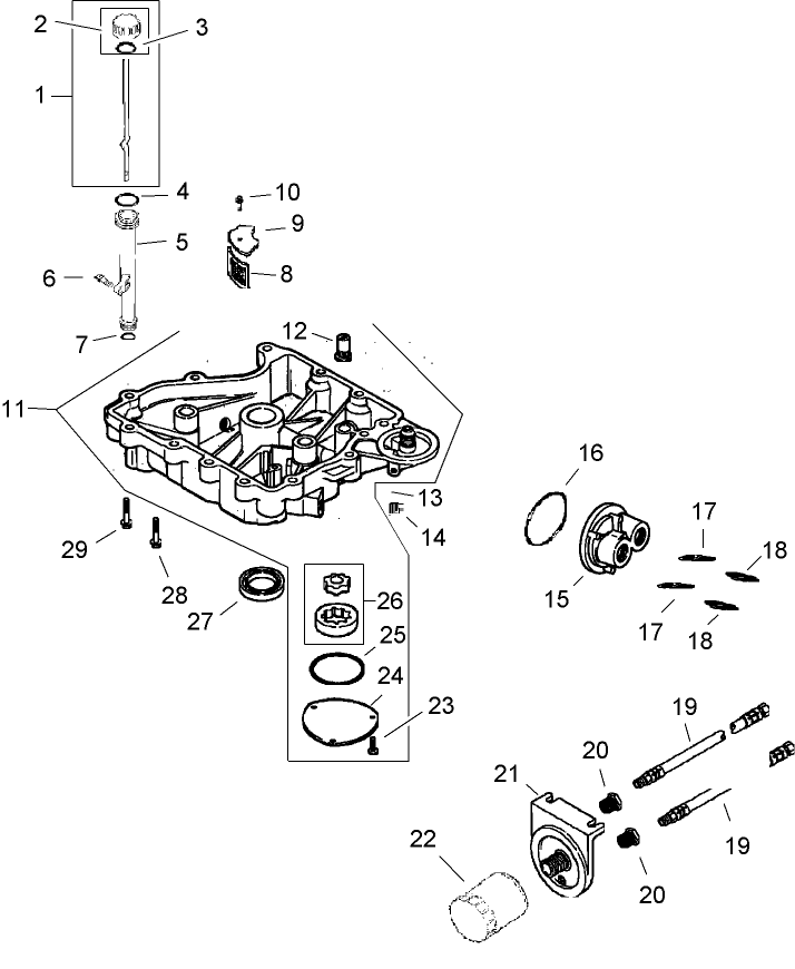 Oil Pan and Lubrication Assembly  Kohler Cv492s-27525