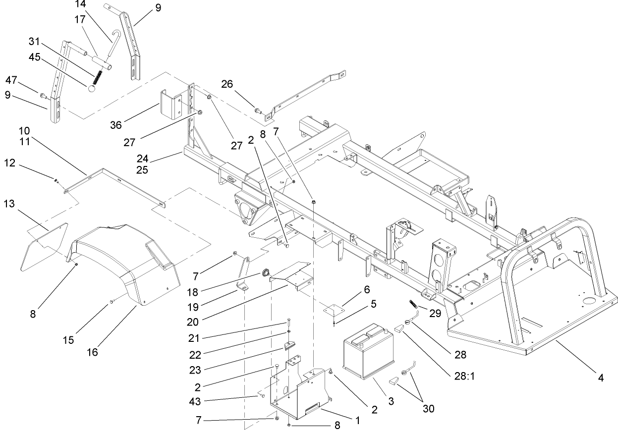 Rear Fender and Battery Mount Assembly