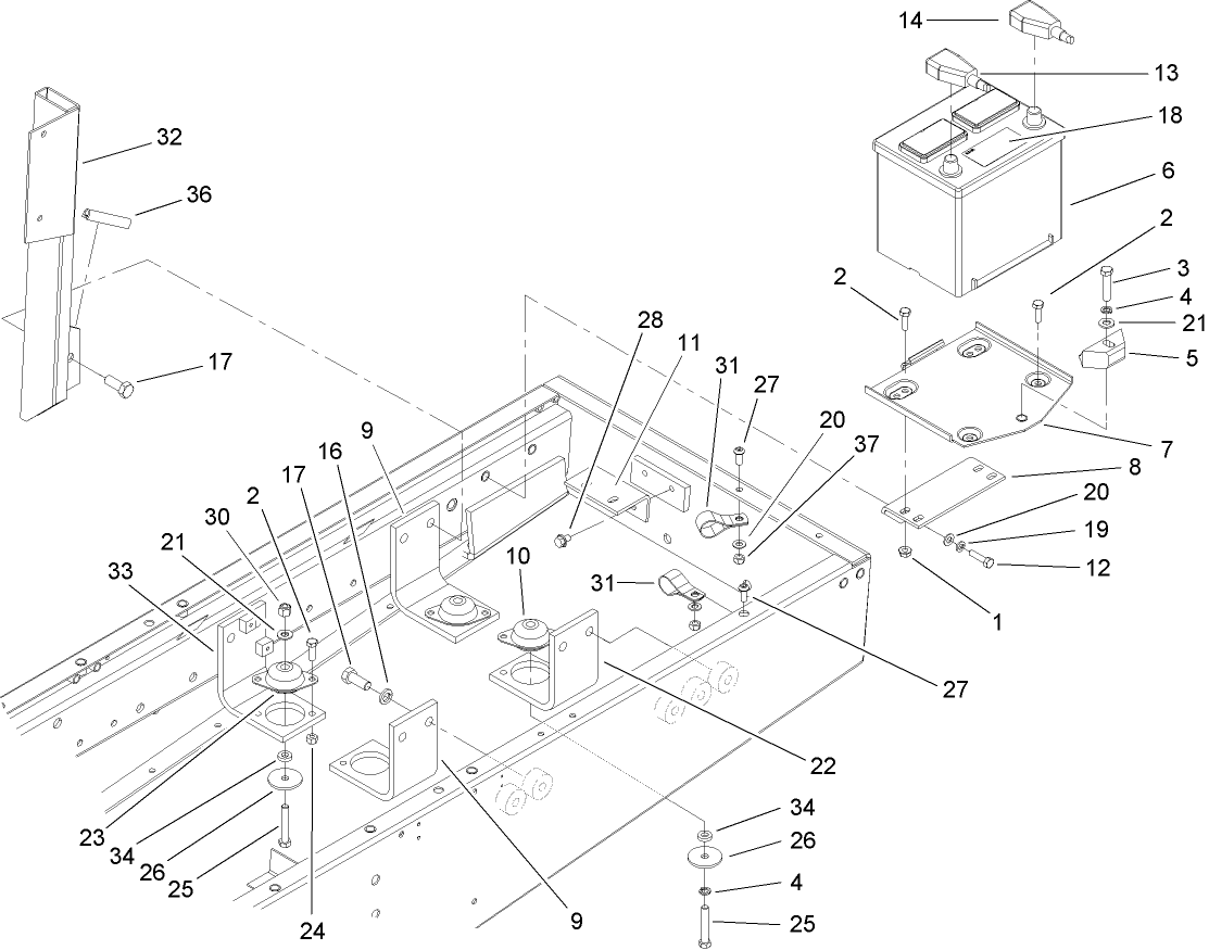 Battery and Engine Mount Assembly