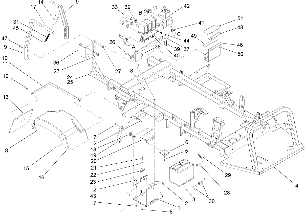 Rear Fender and Battery Mount Assembly
