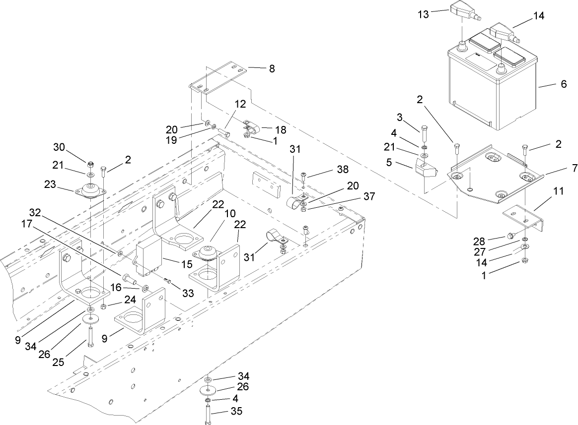 Battery and Engine Mount Assembly