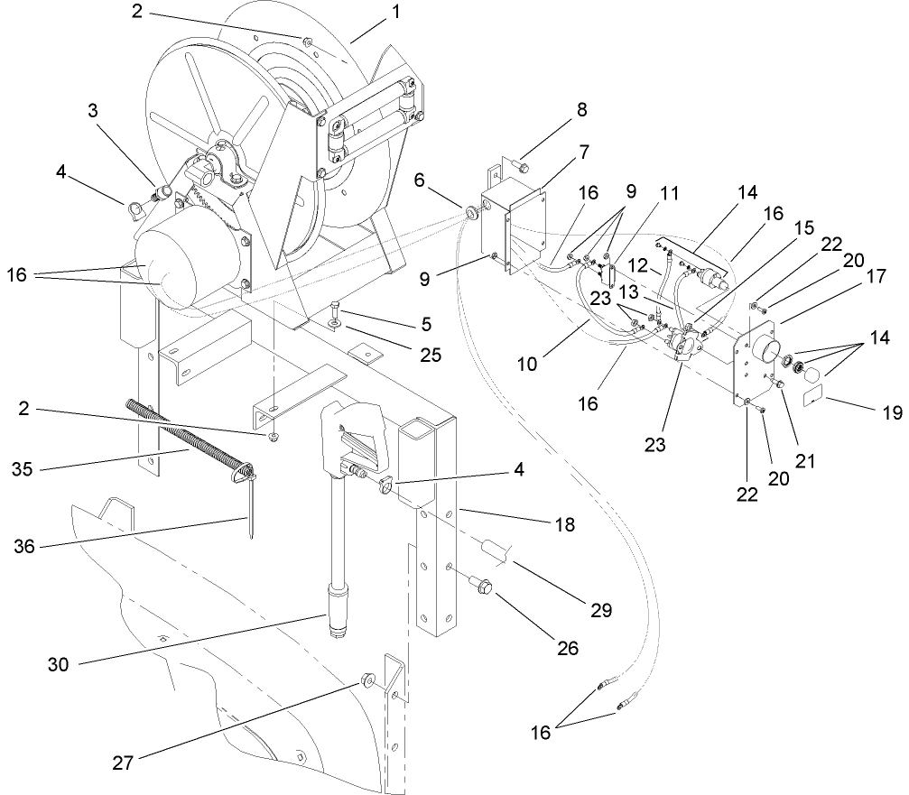 Hose Reel and Electrical Assembly