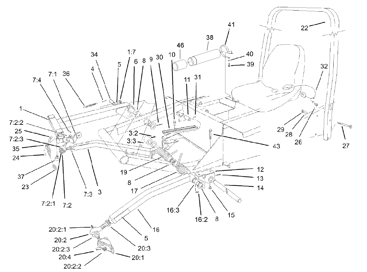 Push Arm and ROPS Assembly